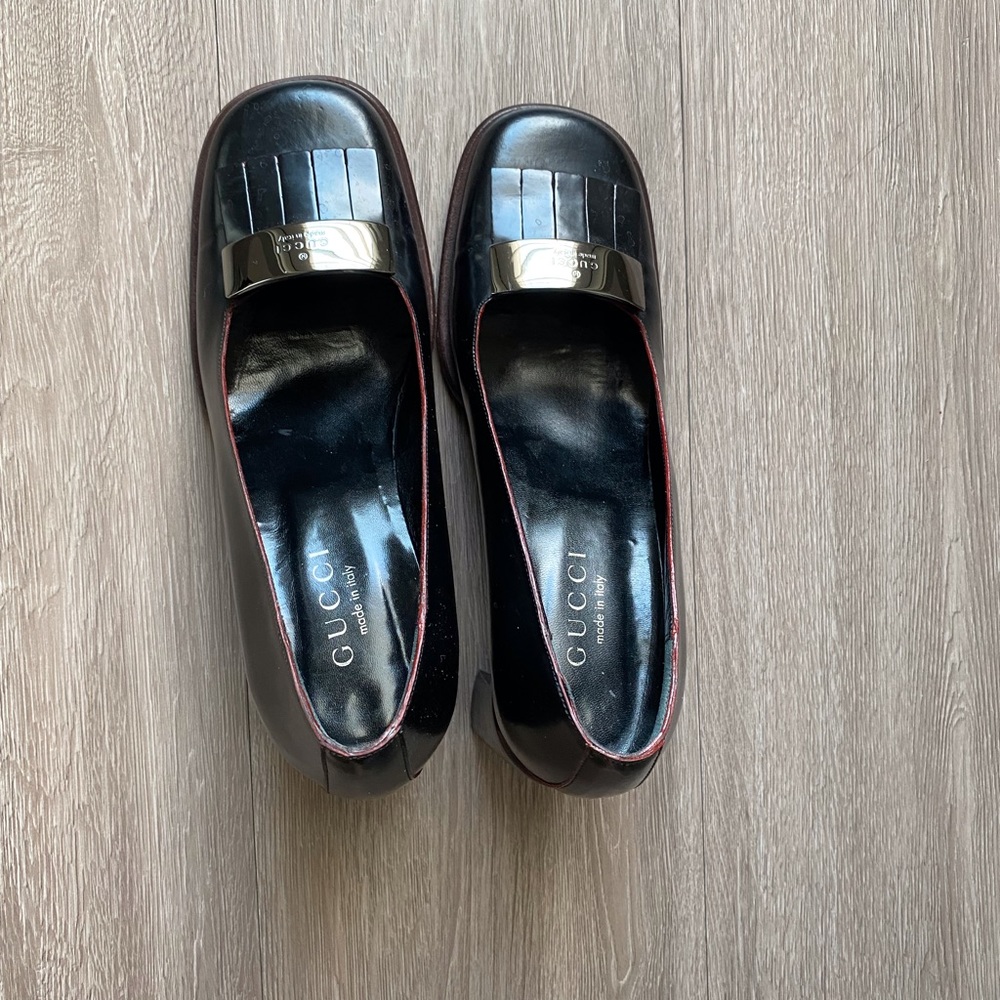 GUCCI black chunky heels